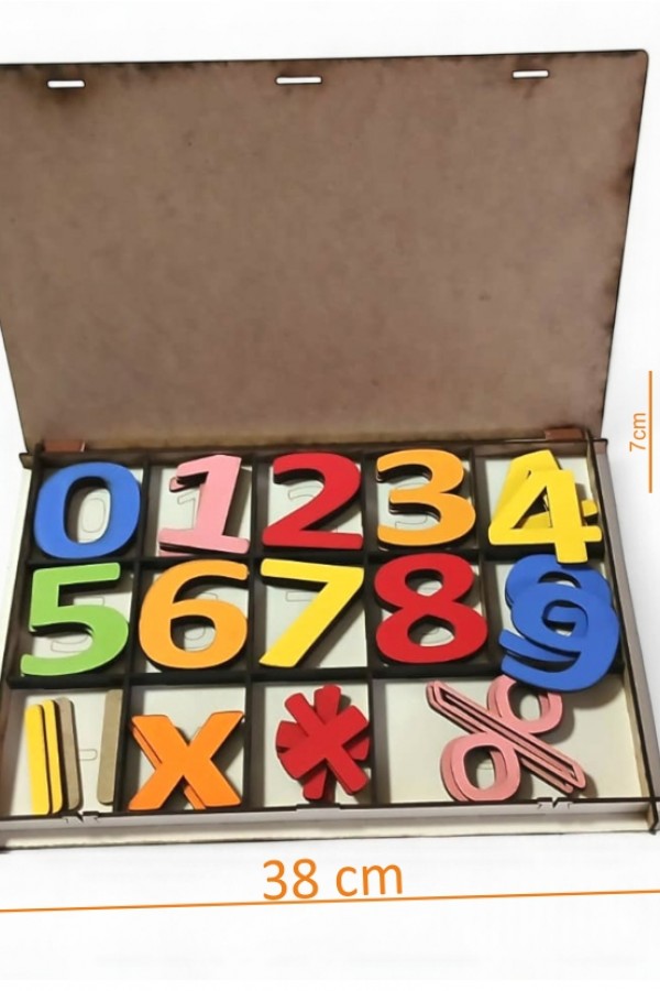 Ahşap Renkli Sayılar ve İşlem Sembolleri Seti 