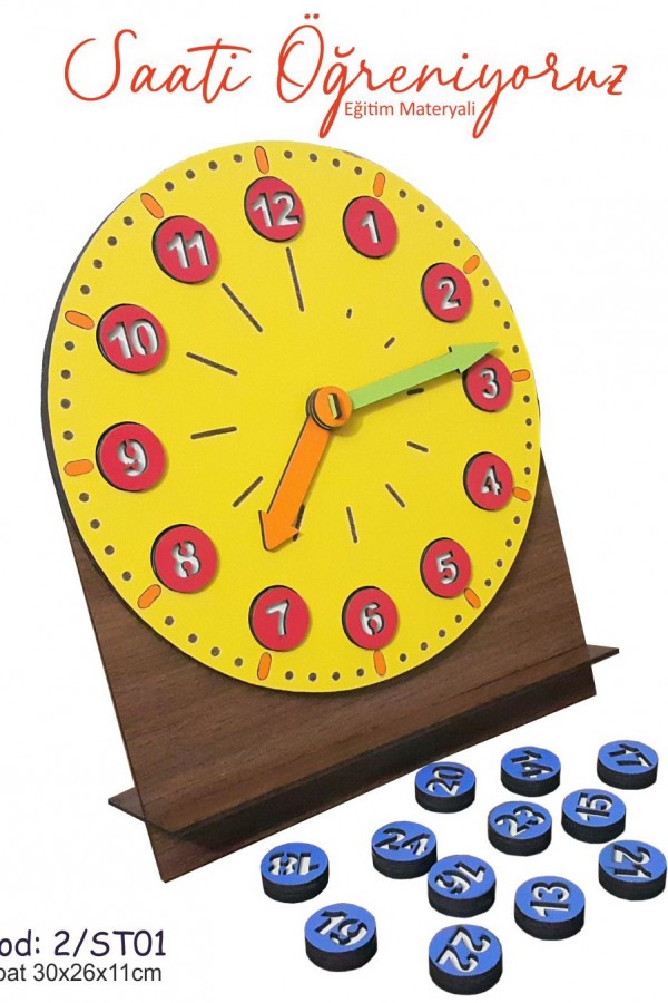 Çocuklar için saati öğreniyorum eğitim seti